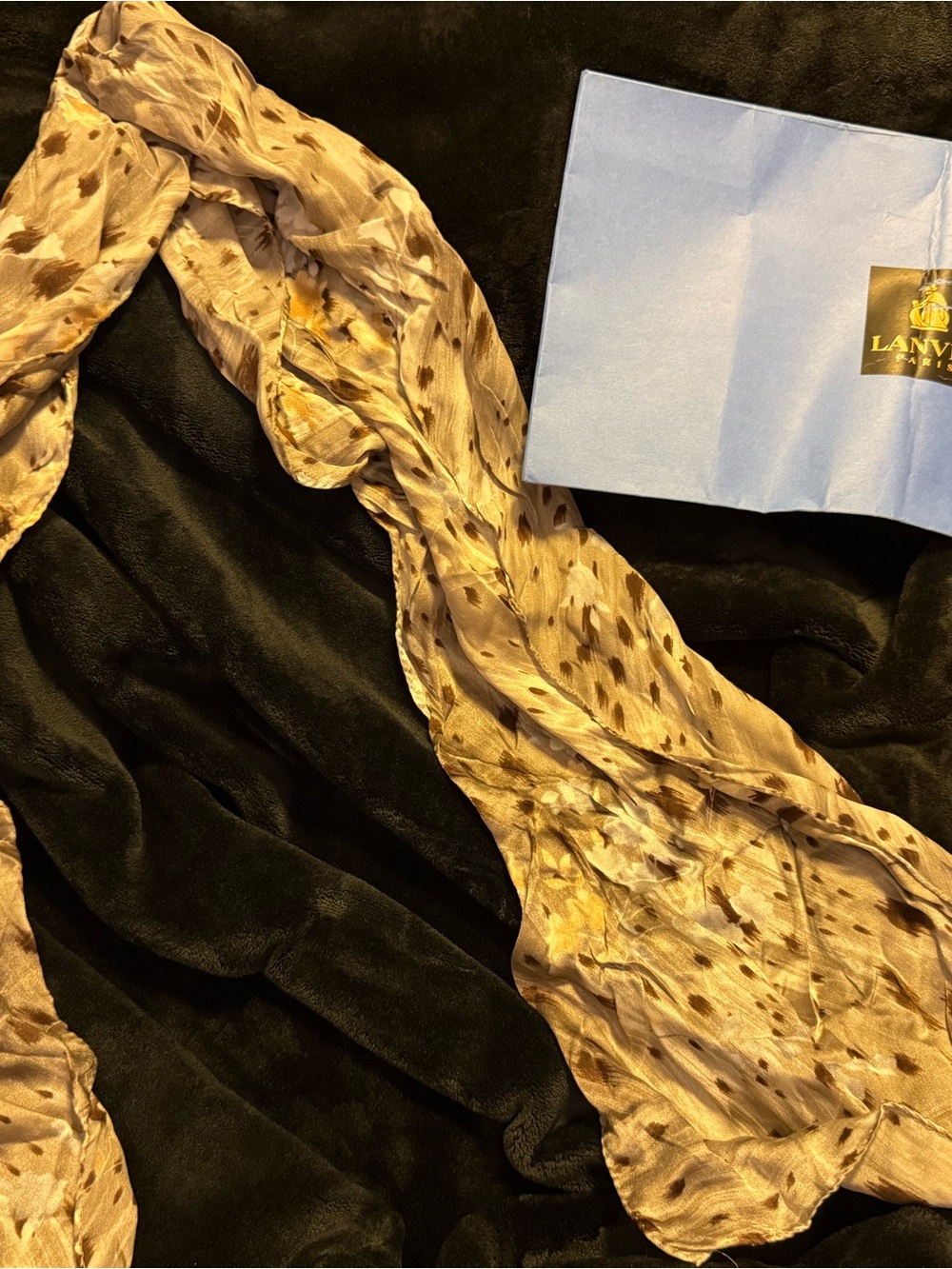 Lanvin Beige and Brown Silk Animal-Print Scarf
